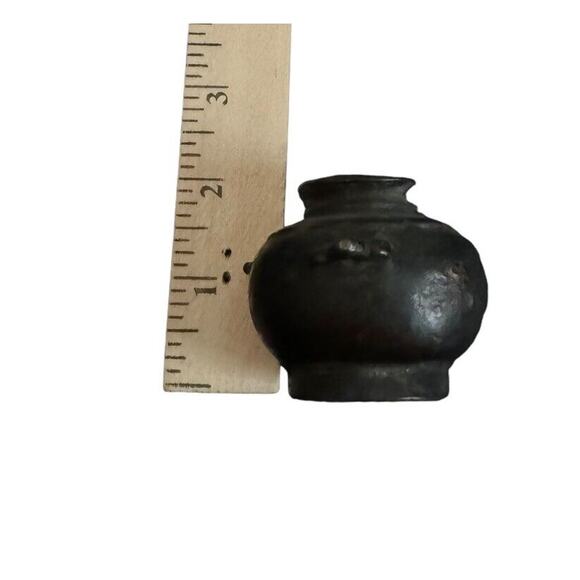 Brass Ink Well Pot Heavy Original Antique Old Hand Crafted Dip Pen No Lid - Picture 4 of 4